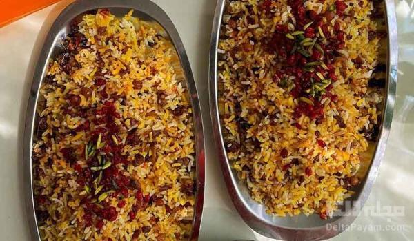 گردو پلو با مرغ ریش ریش، غذای مجلسی ایرانی